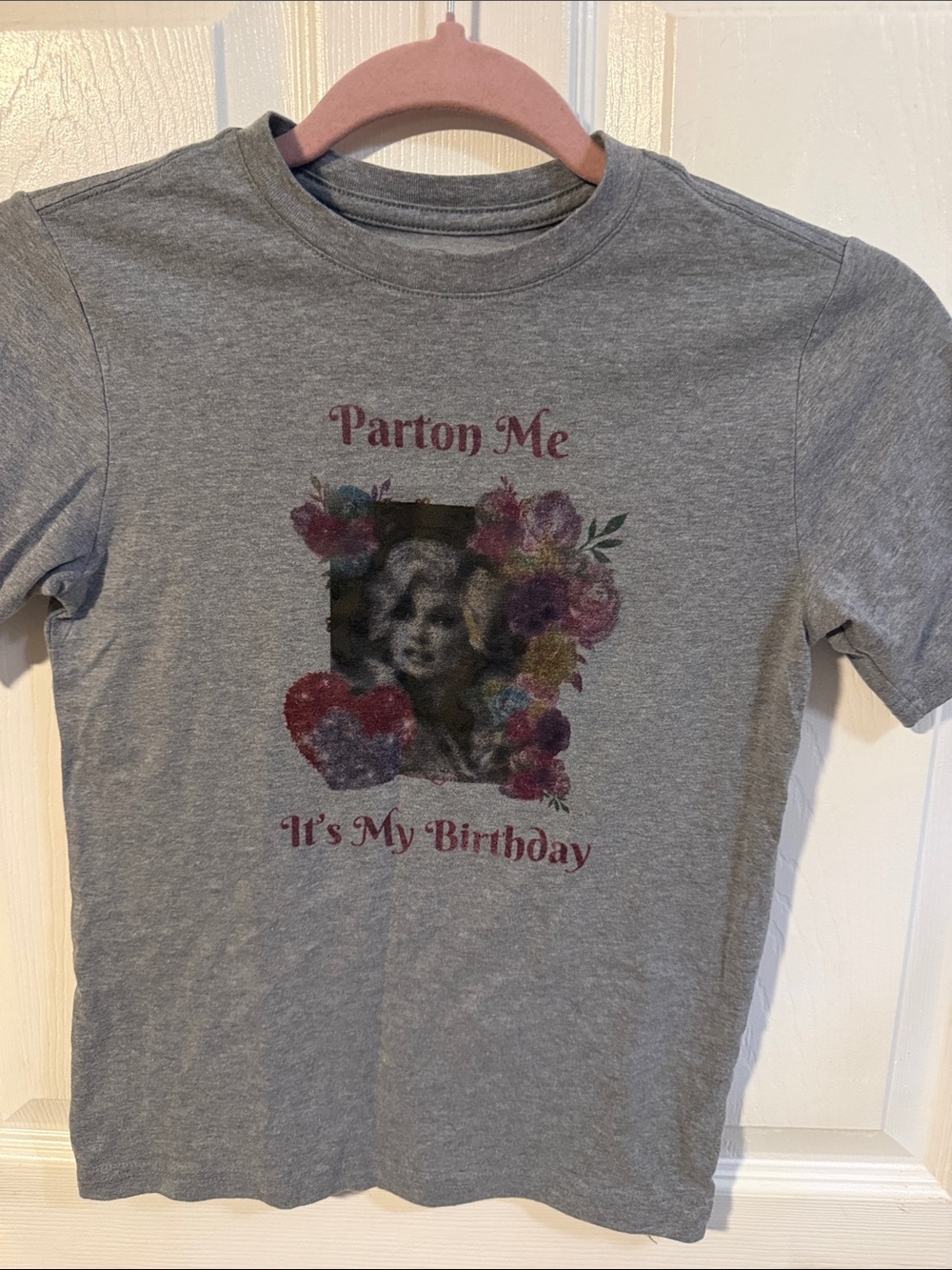 Girls wonder nation Grey 'Parton Me It's My Birthday' Graphic Tee